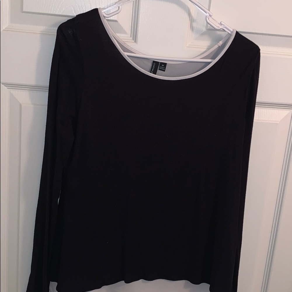 Black long sleeve with sheer white underneath